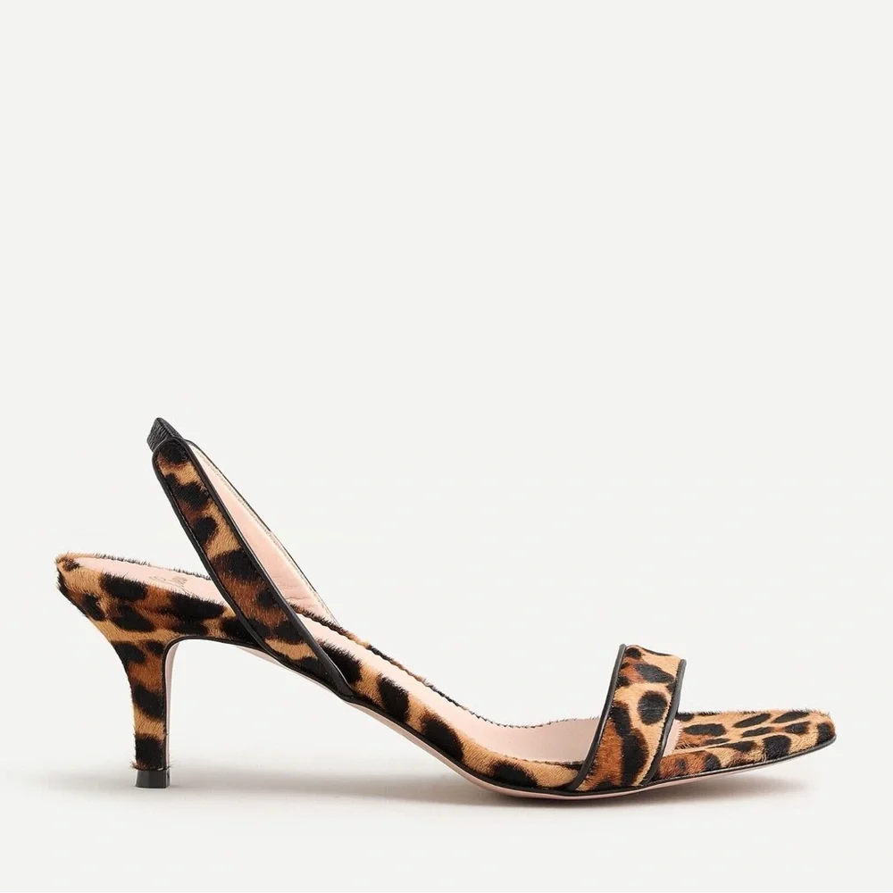 J. Crew Leopard Print Slingback Sandals - Brown & Black